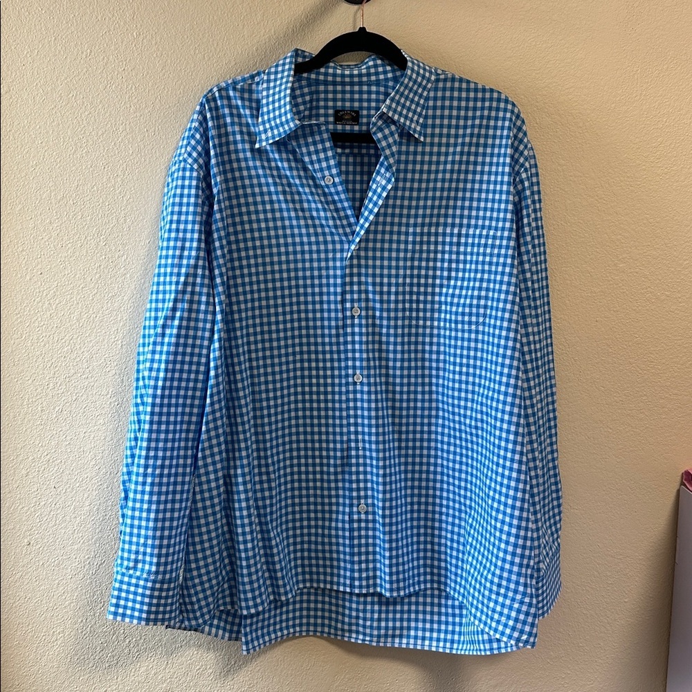 Solemare Blue Gingham Button-Up Shirt mens xl made in Italy